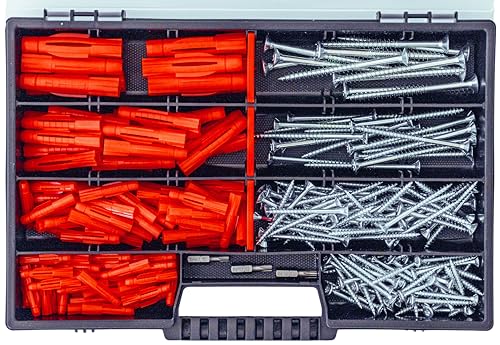 Tox TRI Allzweckdübel Sortiment Universaldübel Befestigungssortiment mit TX Schrauben (TOX Tri Dübel + TX Schrauben Sortiment 277 Teilig Allzweckdübel Set im Koffer) von Befestigungstechnik Gramsch