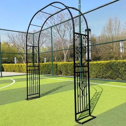 Befoore Großer Gartenbogen aus Metall mit Sockel, robuster Torbogen, rostfreier Rosenlaubenbogen, Spalierständer, Rasen-Hinterhof-Hochzeitsdekoration, stabile Pergola(Black,3.4 * 2.3m) von Befoore