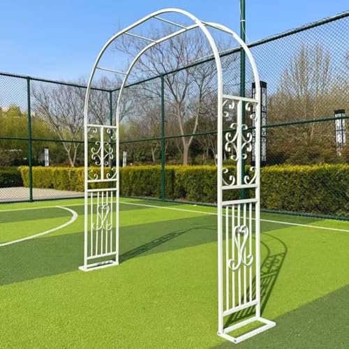 Befoore Großer Gartenbogen aus Metall mit Sockel, robuster Torbogen, rostfreier Rosenlaubenbogen, Spalierständer, Rasen-Hinterhof-Hochzeitsdekoration, stabile Pergola(White,3.4 * 2.3m) von Befoore