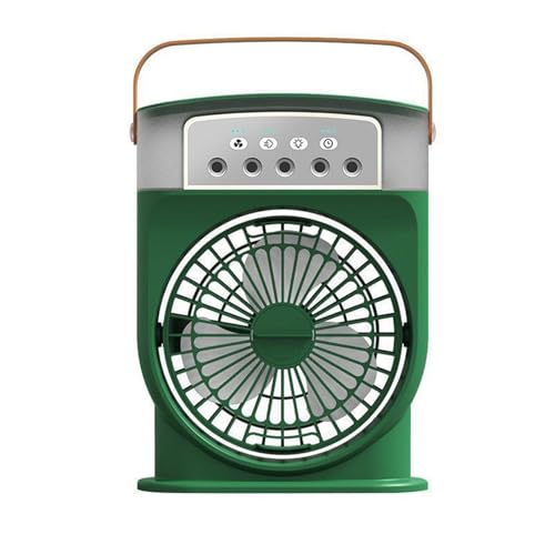 Befoore Tragbarer Nebelventilator, 600-ml-Wassertank, Kühlnebelventilatoren, 2000 mAh USB-Akku-Ventilator for Strandreisen im Freien(Green) von Befoore
