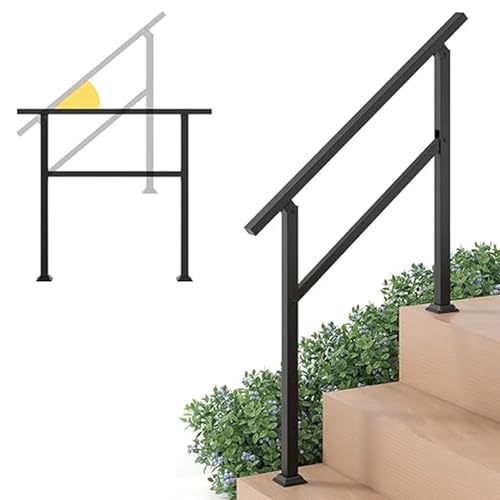 Handlauf for den Außenbereich – Handläufe for Außentreppen, passend for 1 bis 3 Stufen, verstellbares Handstützgeländer, Außentreppengeländer(W102.5-H95cm) von Befoore