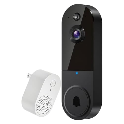Intelligente kabellose Video-Türklingelkamera mit Türklingelempfänger, KI-basierter Personenerkennung, Nachtsicht, 2-Wege-Audio, Live-Ansicht, 2,4-G-WLAN for die Überwachung im Innen- und Außenbereich von Befoore
