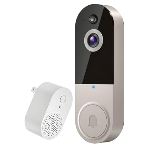 Kabellose 1080P-WLAN-Video-Türklingelkamera mit KI-gestützter Personenerkennung, Gegensprechfunktion, Nachtsicht und Cloud-Speicher, IP65, for die Überwachung im Innen- und Außenbereich(T50-Beige) von Befoore