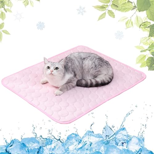 Selbstkühlende Matte for Haustiere – waschbare Isomatte aus Eisseide for kleine, mittelgroße und große Hunde und Katzen for den Innen- und Außenbereich, kühle Haustierdecke(Pink,XS(40*30CM)) von Befoore