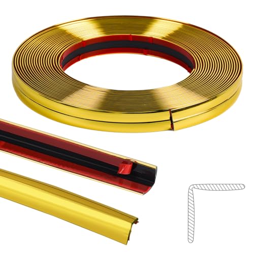 10m Selbstklebend Zierleiste, Deckenleisten Abziehen und Aufkleben, Flexible Spiegel, Wand, Decke, Boden, Schrank, Fliesen, Kanten, Zierleisten, Fugenband DIY Home Decor Gold von Befun