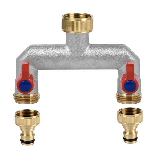 2-Wege Wasserhahn Wasserverteiler, Verteiler Wasser 3/4 Zoll Messing Wasseranschluss Verteile, Gartenschläuche mit 3/4" Adapter, für Garten Bewässerung Küche Wasserhahn 2-Wege Wasserhahn Wasserverteiler, Verteiler Wasser 3/4 Zoll Messing Wasseranschluss Verteile, Gartenschläuche mit 3/4" Adapter, für Garten Bewässerung Küche Wasserhahn von Befun