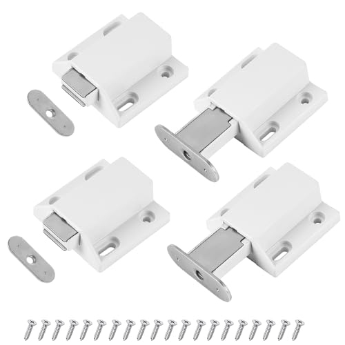 Druckverriegelungen ohne Nagelinstallation, 4 Stück Push to Open Türverriegelung Push Release Verriegelung für Kabinett Türschließung und Popping Open,Weiß von Befun
