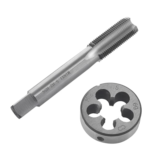 Gewindeschneid M18 x 1.5mm, HSS Gewindebohrer und Schneideisen Set, Rechtsgewinde Feingewinde Schneider, Gerade Geriffelt Gewindeschneider von Befun