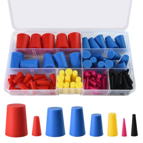 Silikon Gummi Sortiment Set, Gummistopfen Konisch, Vollgummistopfen Stopfen, Silikonstopfen Kegellochstopfen zum Abkleben von Löchern Während der Pulverbeschichtung 110 Stück von Befun