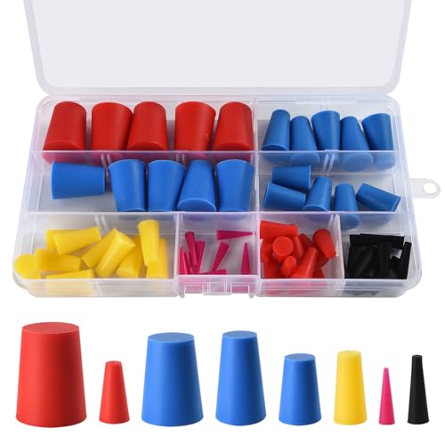 Silikon Gummi Sortiment Set, Gummistopfen Konisch, Vollgummistopfen Stopfen, Silikonstopfen Kegellochstopfen zum Abkleben von Löchern Während der Pulverbeschichtung 60 Stück von Befun