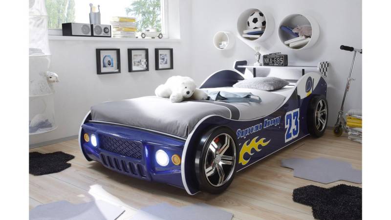 Bega Consult Autobett Autobett Energy MDF Kinderbett Bett blau lackiert inkl. Beleuchtung von Bega Consult