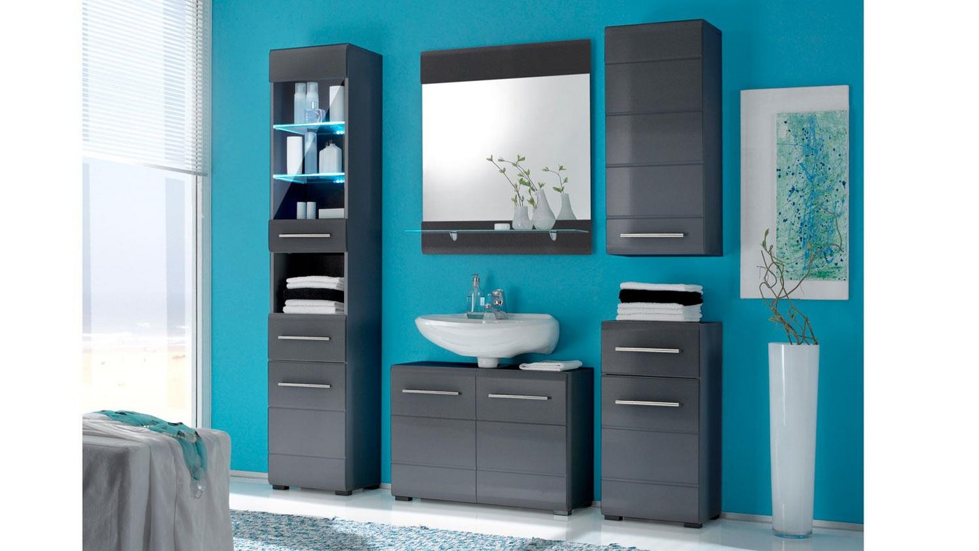 Bega Consult Badmöbel-Set Badezimmer Set CHROME 5-teilig graumetallic Hochglanz LED Bega Consult Badmöbel-Set Badezimmer Set CHROME 5-teilig graumetallic Hochglanz LED von Bega Consult