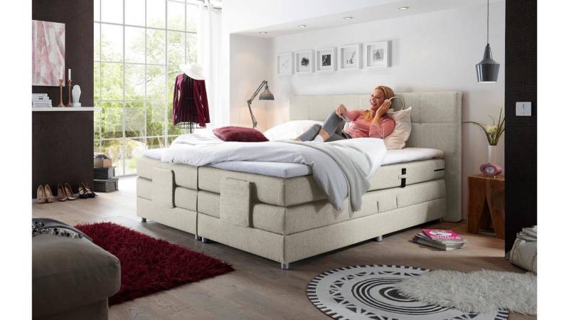 Bega Consult Boxspringbett Boxspringbett Manolo 2 in Stoff creme mit Motor 180x200 cm Bega Consult Boxspringbett Boxspringbett Manolo 2 in Stoff creme mit Motor 180x200 cm von Bega Consult