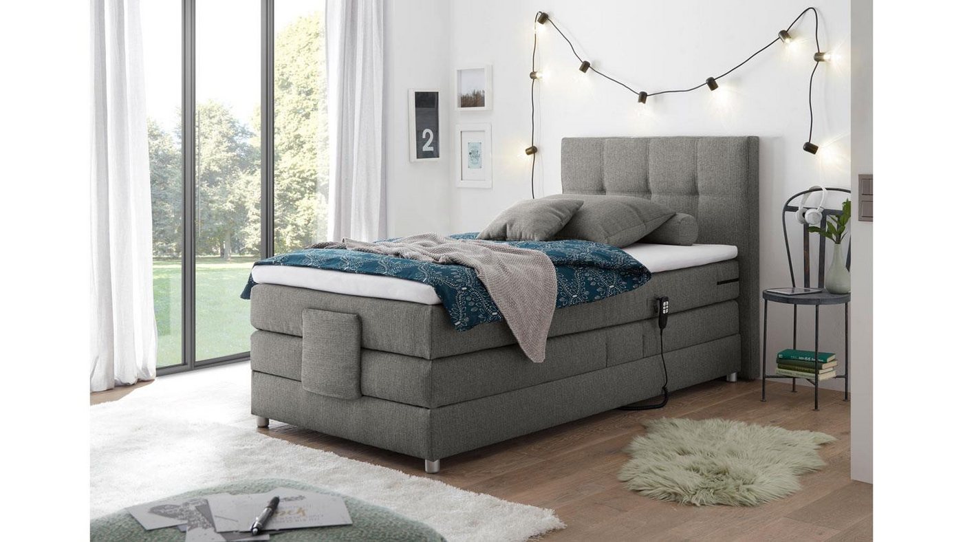 Bega Consult Boxspringbett Boxspringbett Manolo 2 in Stoff elephant mit Motor 100x200 cm Bega Consult Boxspringbett Boxspringbett Manolo 2 in Stoff elephant mit Motor 100x200 cm von Bega Consult