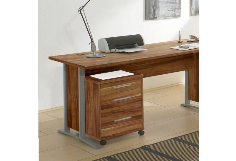 Bega Consult Eckschreibtisch Winkelschreibtisch mit Rollcontainer Büromöbel Office Line Walnnuss von Bega Consult