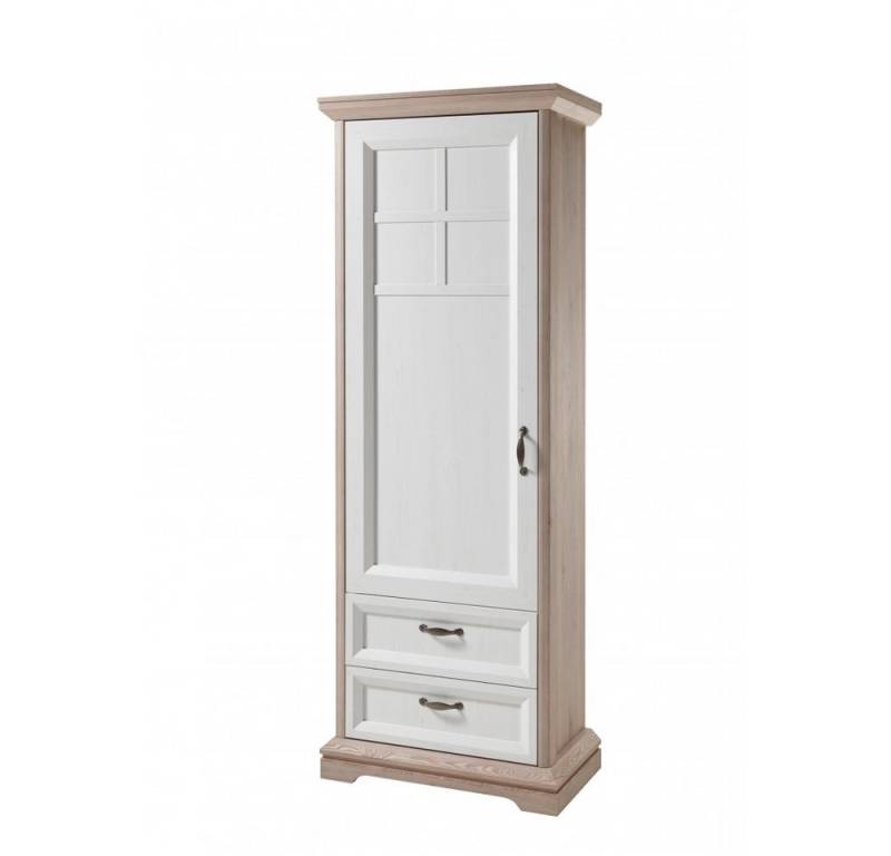 Bega Consult Garderobenschrank Landhaus Hochschrank Garderobenschrank Kleiderschrank AVENUE Polar Eiche/Pinie Weiß 74x208x43 cm von Bega Consult