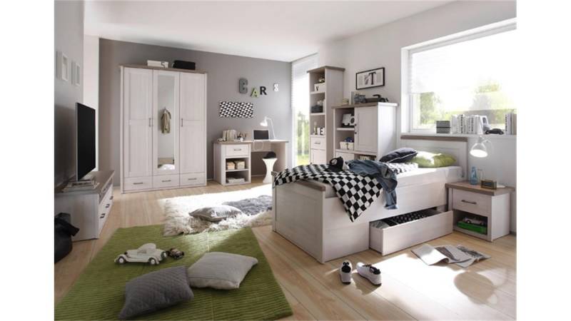Bega Consult Jugendzimmer-Set Jugendzimmer Luca 7 teilig 2 Pinie weiß Trüffel, (7-tlg) von Bega Consult