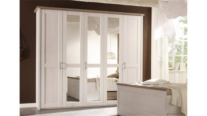 Bega Consult Kleiderschrank Kleiderschrank Luca 5 türig Pinie weiß Trüffel von Bega Consult