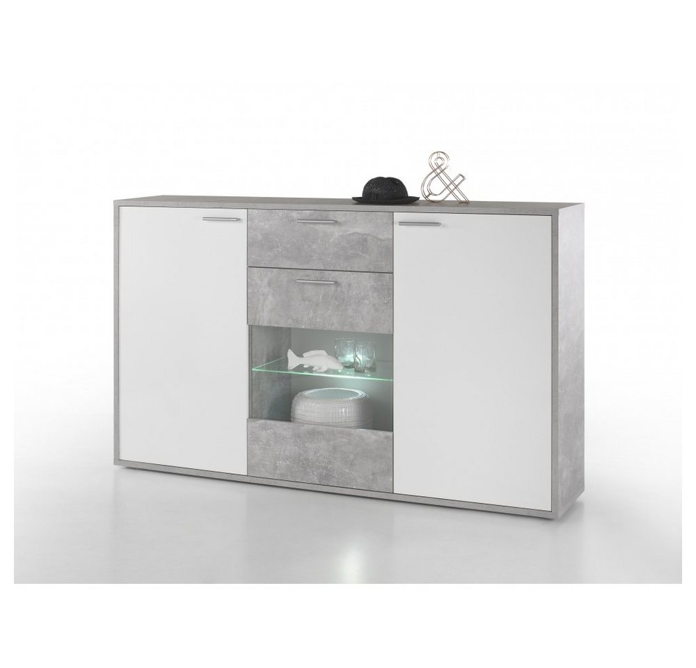 Bega Consult Kommode Kommode Sideboard Beistellkommode Highboard MOUNTAIN Beton / HG weiß von Bega Consult