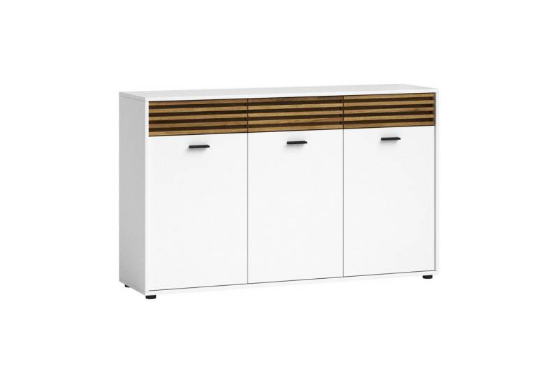 Bega Consult Kommode LIGURIA, Evoke Eiche Dekor, Weiß matt, 3 Türen, 3 Schubladen, B 139 x H 86 x T 38 cm von Bega Consult