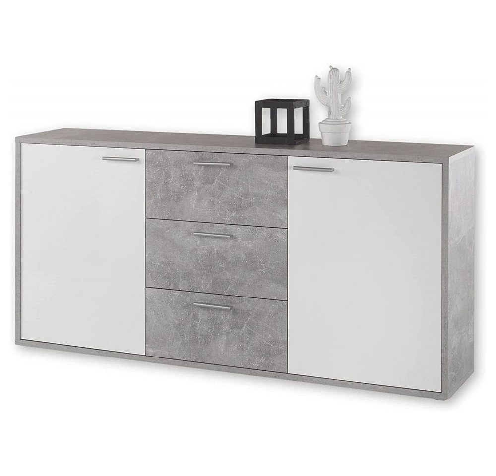 Bega Consult Kommode MOUNTAIN Beton grau / HG weiß Highboard Kommode Sideboard breit von Bega Consult