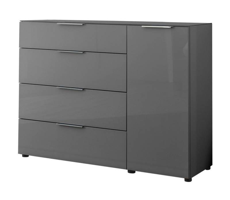 Bega Consult Kommode SANTORIN, Anthrazit matt, Anthrazitglas, 1 Tür, 4 Schubladen, B 135 x H 99 x T 40 cm von Bega Consult