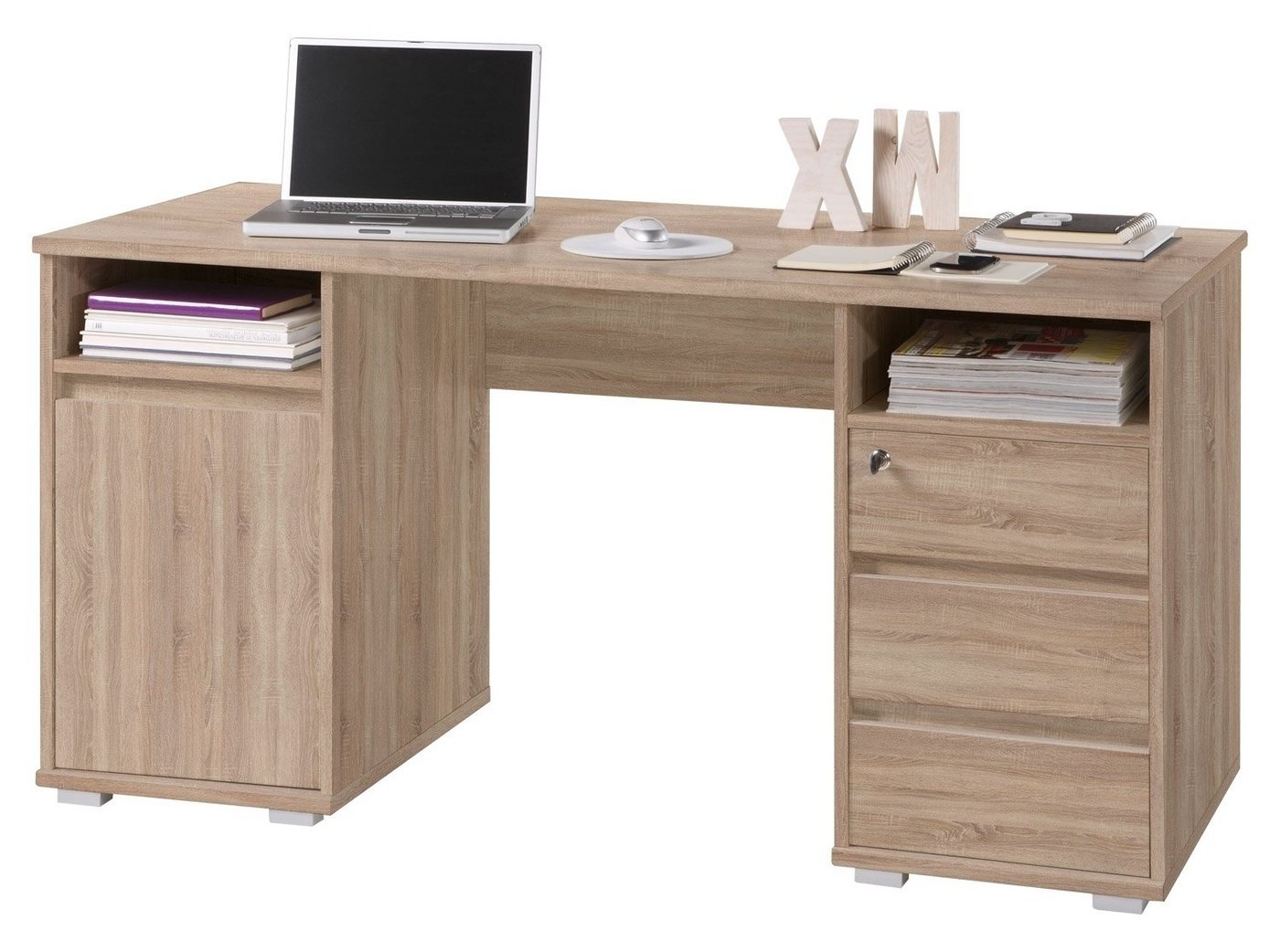 Bega Consult Schreibtisch Computertisch PRIMUS, Eiche Sonoma Dekor, 145 x 75 x 65 cm, mit 1 Tür, 3 Schubladen und 2 Ablagefächer Bega Consult Schreibtisch Computertisch PRIMUS, Eiche Sonoma Dekor, 145 x 75 x 65 cm, mit 1 Tür, 3 Schubladen und 2 Ablagefächer von Bega Consult