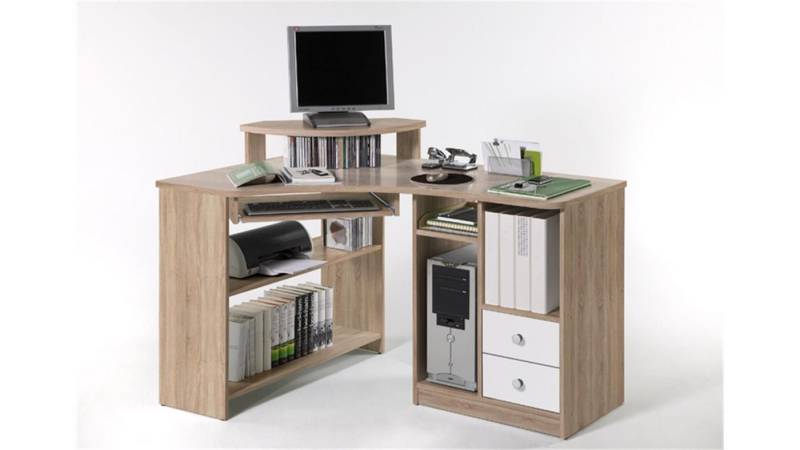 Bega Consult Schreibtisch Eckschreibtisch Tanga Sonoma Eiche weiß B/H/T ca. 97x78x137 cm von Bega Consult