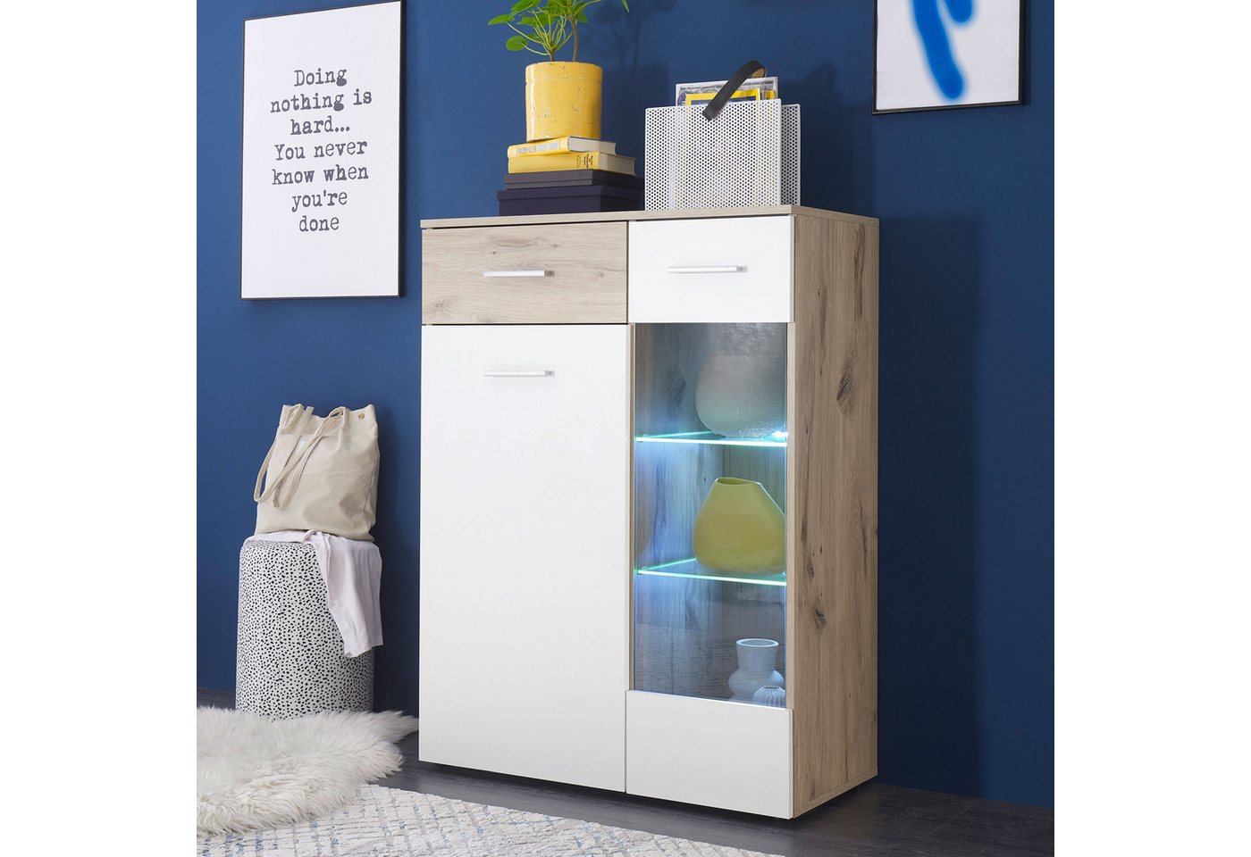Bega Consult Stauraumvitrine Vitrine BZ5095 halbhoher Schrank in Viking Eiche und weiß Bega Consult Stauraumvitrine Vitrine BZ5095 halbhoher Schrank in Viking Eiche und weiß von Bega Consult
