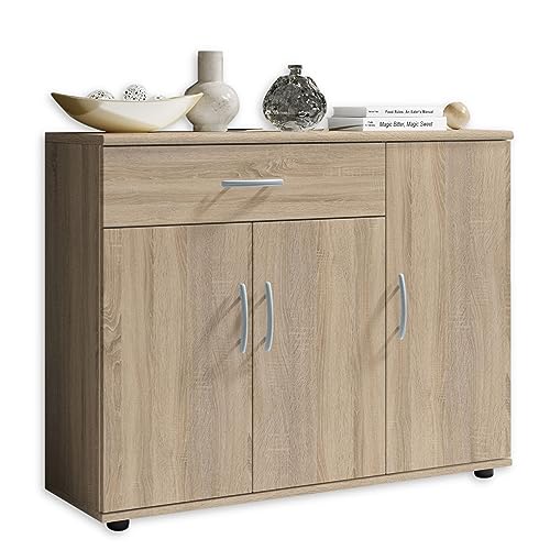 Stella Trading LILLY Kommode in Sonoma Eiche Optik - Modernes Sideboard mit viel Stauraum für Ihren Wohnbereich - 90 x 70 x 30 cm (B/H/T) von Stella Trading