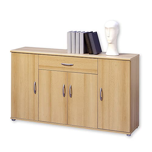 Stella Trading LILLY Kommode in Buche Optik - Modernes Sideboard mit viel Stauraum für Ihren Wohnbereich - 118 x 70 x 30 cm (B/H/T) von Stella Trading