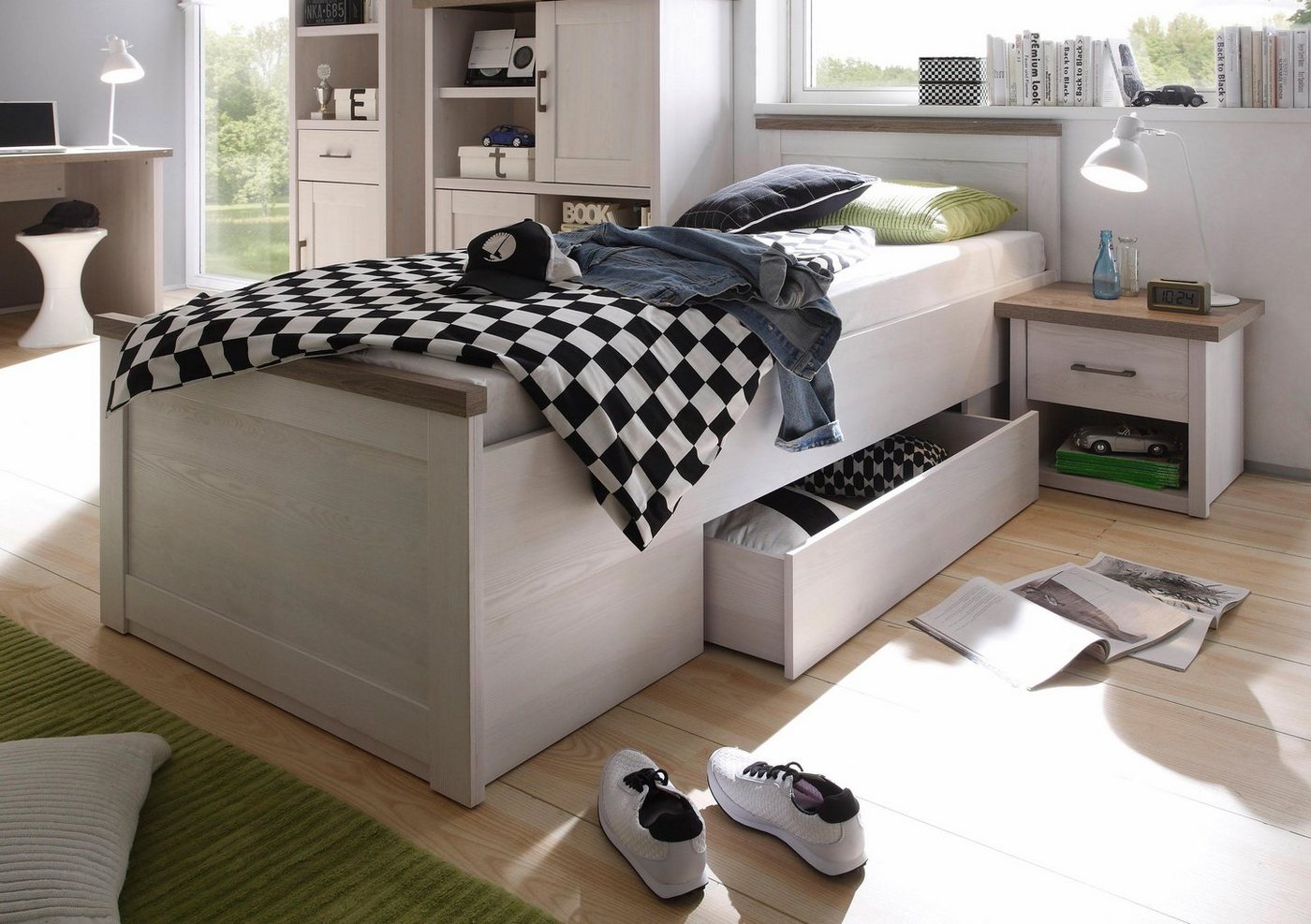 Begabino Jugendbett Luca, Stauraumbett, Landhaus Design, 90x200cm TOPSELLER, Kinderbett, Einzelbett, inklusive Schubkasten, Bett Begabino Jugendbett Luca, Stauraumbett, Landhaus Design, 90x200cm TOPSELLER, Kinderbett, Einzelbett, inklusive Schubkasten, Bett von Begabino