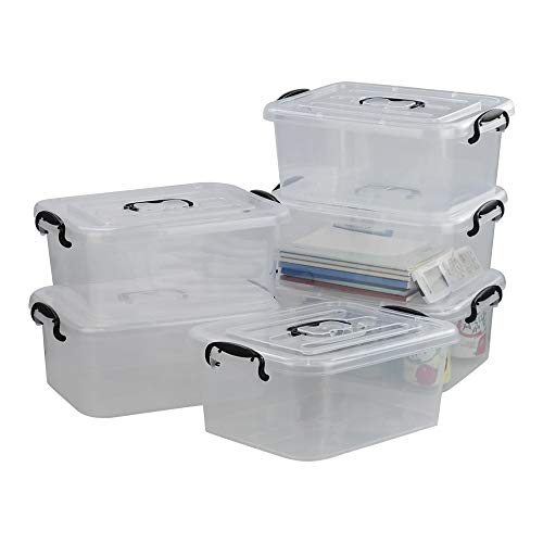 Xowine 8 L Aufbewahrungsbox Kunststoff mit Deckel, Durchsichtige Boxen mit Deckel, 6 Packungen von Xowine