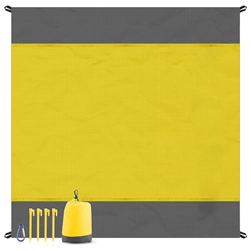 Begchy Campingteppich für den Außenbereich, Gelb, wasserdicht und feuchtigkeitsbeständig, Strandmatte, Rasen, faltbar, Picknick- von Begchy