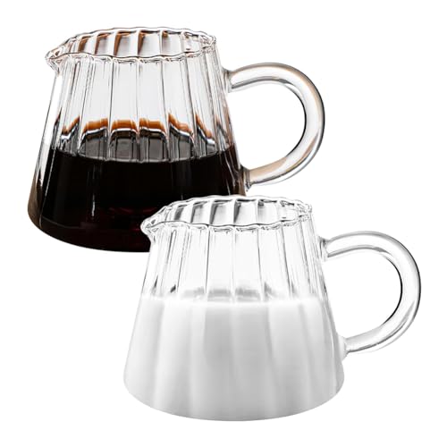 Begchy Glas-, wellenförmiger Glaskännchen, Glas-Teekrug, Kaffee-Milchkännchen, Milchaufschäumer, 2 Stück von Begchy