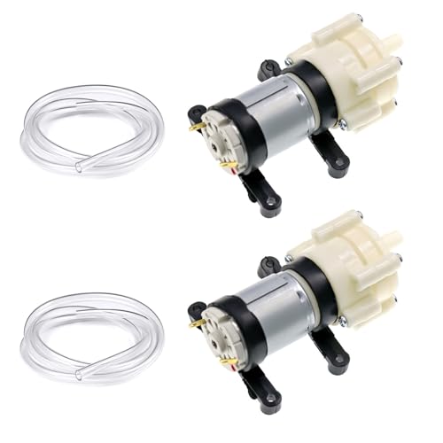 2 Stück Mini Aquarium Pumpe, 6V-12V Micro Motorpumpe, 385 DC 12 V 1,5-2L/Min Mini Fischtanks Wasserpumpe mit 2M Wasserrohr, Membranpumpe, Wasserkühlpumpe Selbstansaugend von Begonia