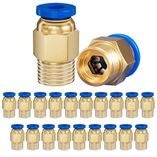 20 Stück Pneumatik Verbinder, PC4-M10 Stecker，Push-to-Connect Schnellanschlüsse, Schnellverbinder zum Einstecken für 3D-Drucker, Ideal für Pneumatische Systeme von Begonia