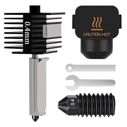3D Drucker Druckkopf Heizblock Kit für Bambu Lab A1/A1 Mini, 3D Drucker Ersatzdruckkopf mit 0,4 mm Gehärteter Stahldüse, Zusammengebauter Heizblock mit Kühlkörper, Drucker Hotend Kit von Begonia