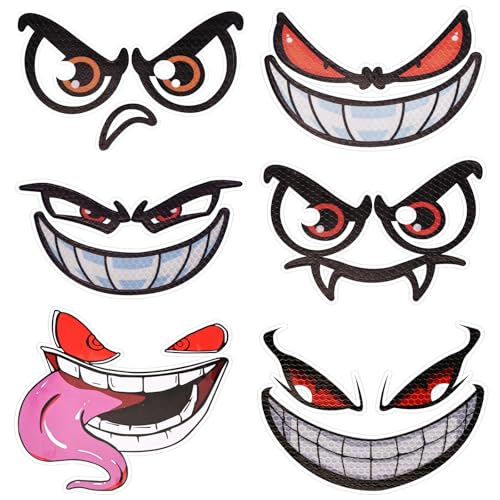 Begonia 6 Pcs Aufkleber Augen, Dämon Reflektierend Selbstklebend Sticker für Auto Fahrrad Staubsauger Mähroboter Rasenroboter Saugroboter Deko, Wetterfest Klebeaugen Dekorative Lustige Aufkleber von Begonia
