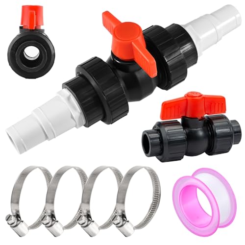 Begonia 1/2"(50mm) Kugelhahn Absperrhahn mit 2 Schlauchverbinder Schlauchtülle 32-38mm, 4 Schlauchschellen & 2m Dichtband, Pool Absperrhahn Absperrventil Set, PVC Adapter Poolventil Ventil Kugelventil Begonia 1/2"(50mm) Kugelhahn Absperrhahn mit 2 Schlauchverbinder Schlauchtülle 32-38mm, 4 Schlauchschellen & 2m Dichtband, Pool Absperrhahn Absperrventil Set, PVC Adapter Poolventil Ventil Kugelventil von Begonia