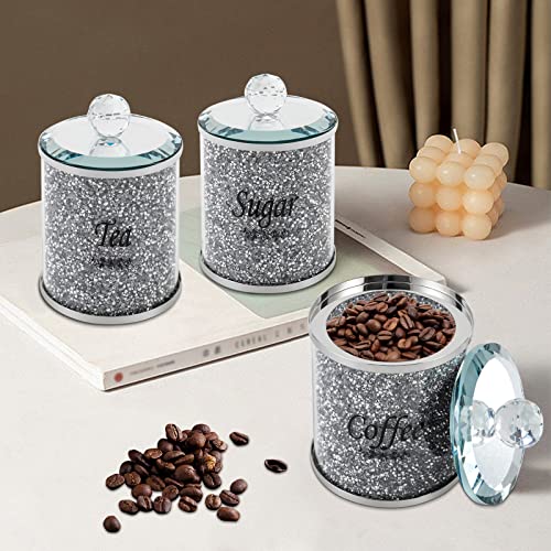 Begoniape 3er Set Diamanten Behälter Glasbehälter Glasgefäß mit Deckel, Modern Dekoration Lagerbehälter Klarglas Zuckerdose für Tee Zucker Kaffee (10 * 14cm/4 * 5.5inch) von Begoniape