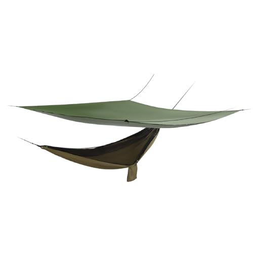 Begoniape Camping Hängematte mit Moskitonetz und Zeltplane, Atmungsaktiv Hängematten aus Nylon Polyester, Reise Hammock 200kg Tragfähigkeit 2.9 * 1.4 m (Armeegrün) von Begoniape