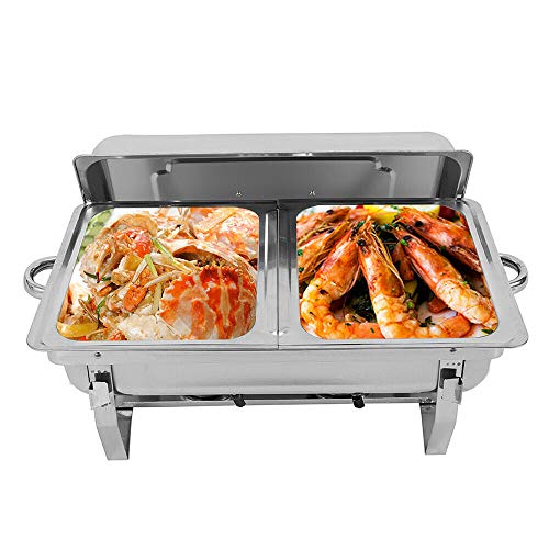 Begoniape Chafing Dish Warmhaltebehälter Essen mit 7.5L Wärmebehälter, Edelstahl Speisewärmer mit Alkohol-Ofen, Silber Wärmebehälter für Buffets, Hotels, Hochzeiten, Caterin von Begoniape