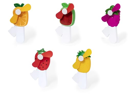Begoon Handventilator für Kinder – Handventilator – Design Obst – 2 Stück – zufällige Mischung (Erdbeere, Ananas, Traube, Wassermelone, Orange) von Begoon