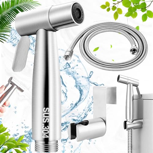 Begpoee Bidet-Sprühset aus Edelstahl, Handbrause Bad Bidet, Bidet-Toilettensprüher, Toilette Shattaf, Handbrause, Mit 40-Zoll-Rohr Explosionsgeschütztem, Zum Waschen von Bad, Küche und Balkon(Silber) Begpoee Bidet-Sprühset aus Edelstahl, Handbrause Bad Bidet, Bidet-Toilettensprüher, Toilette Shattaf, Handbrause, Mit 40-Zoll-Rohr Explosionsgeschütztem, Zum Waschen von Bad, Küche und Balkon(Silber) von Begpoee
