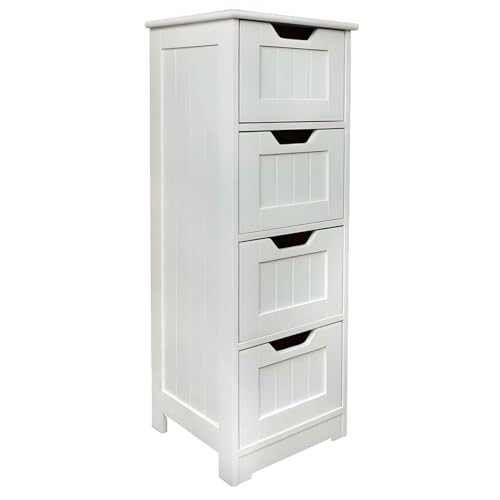Begryf, Schmaler weißer Schubladenschrank mit 4 Schubladen – kompakte Mehrzweck Kommode 30 cm für Bad, Flur & Schlafzimmer von Begryf