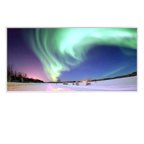 Behaglich Infrarotheizung Bild 1000W - Schnellwärmend in 1-3 Min. - Energieeffizient mit Überhitzungsschutz - Flüsterleise - TÜV & 10 Jahre Garantie - Motiv: [Polarlichter] von Behaglich