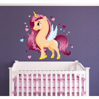 Einhorn Wandtattoo-Einhorn Druck Dekor-Einhorn Herzen Wand Kunst Kinderzimmer Dekor Mädchen Mädchenzimmer Pferd Aufkleber Sticker von BeharColors