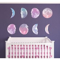 Mondzyklus Phasen Wandtattoo - Mondsichel Vollmond Zunehmender Neumond Hipster Moderne Wand Kunst Vinyl Aufkleber von BeharColors