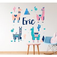 Personalisierte Lama Name Wandtattoo-Alpaka Kinderzimmer Wand-Dekor-Baby Jungen Mädchen Kinder Wandaufkleber-Tier Zimmer Wand Kunst Vinyl von BeharColors